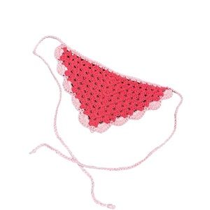 Handmade red and pink valentines crochet hair bandanna